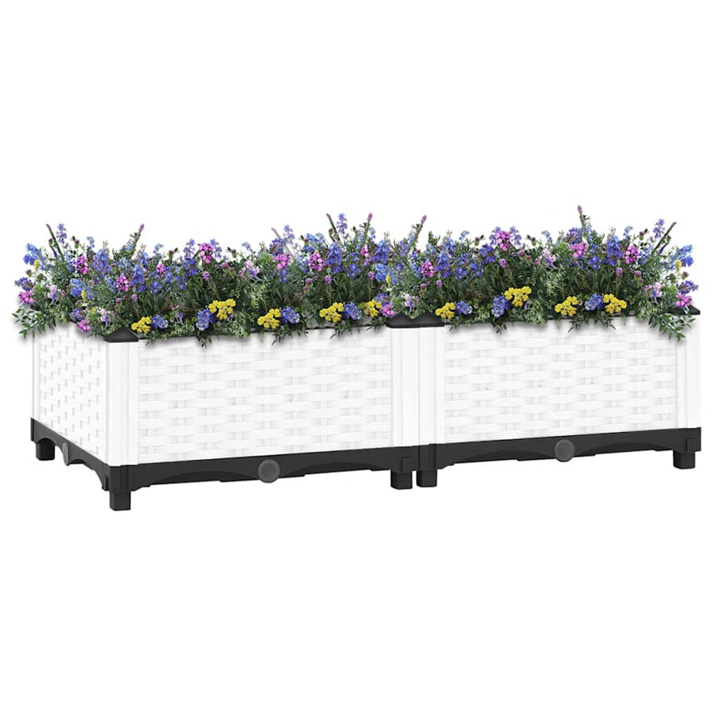 vidaXL White Polypropylene Raised Garden Bed 23 x 40 x 80cm Image 2