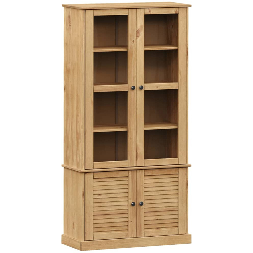 vidaXL 4 Door Brown Glass Display Cabinet Image 2