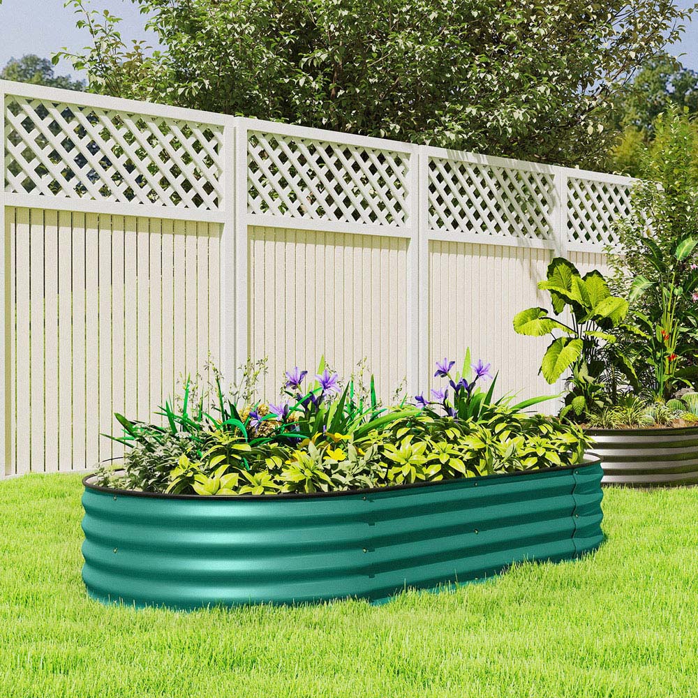 Outsunny Light Green Galvanised Raised Garden Bed  180 x 90 x 30cm Image 2