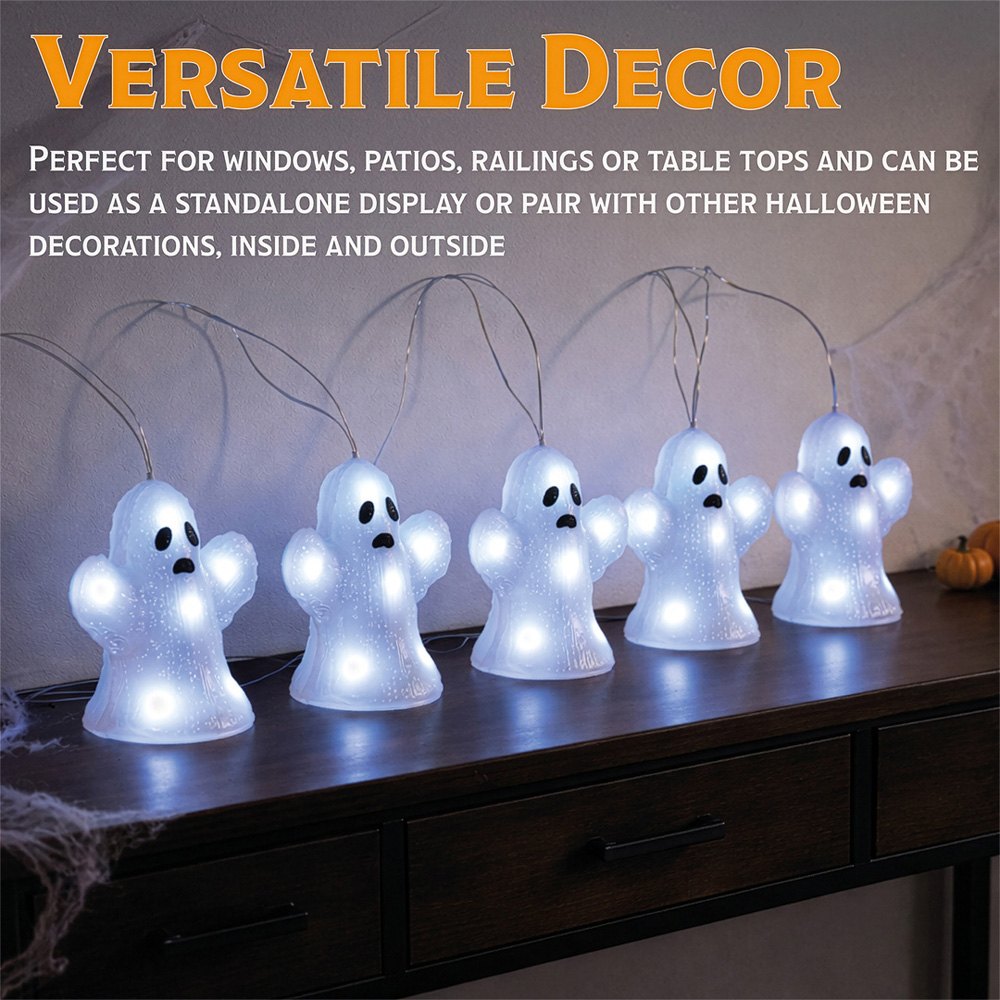 FXLab 8 White LED Acrylic Ghost Outdoor Halloween Decoration Set of 5 Image 6