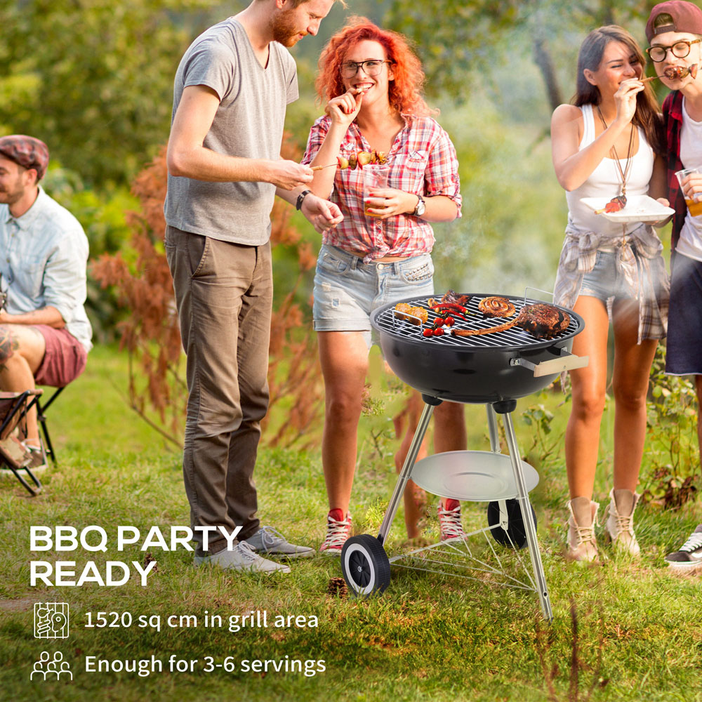 Outsunny Black Round Portable Kettle Charcoal BBQ Grill Image 8