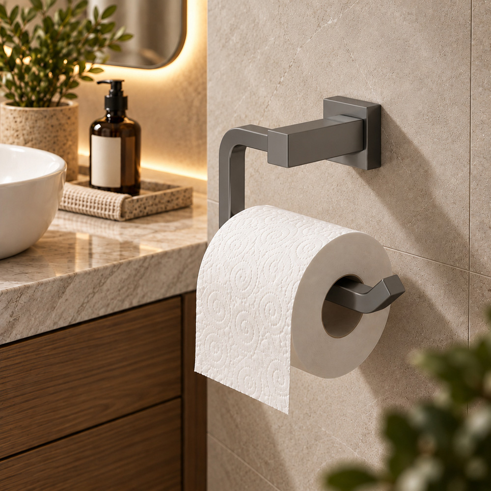 Go Bathrooms Froma Gunmetal Grey Wall-Mounted Toilet Roll Holder 157mm Image 3