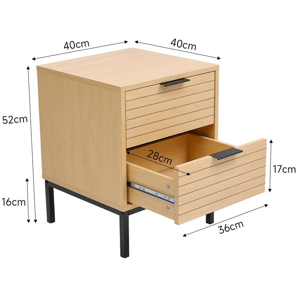 H&O Direct 2 Drawers Small Rustic Wooden Side Cabinet Image 5