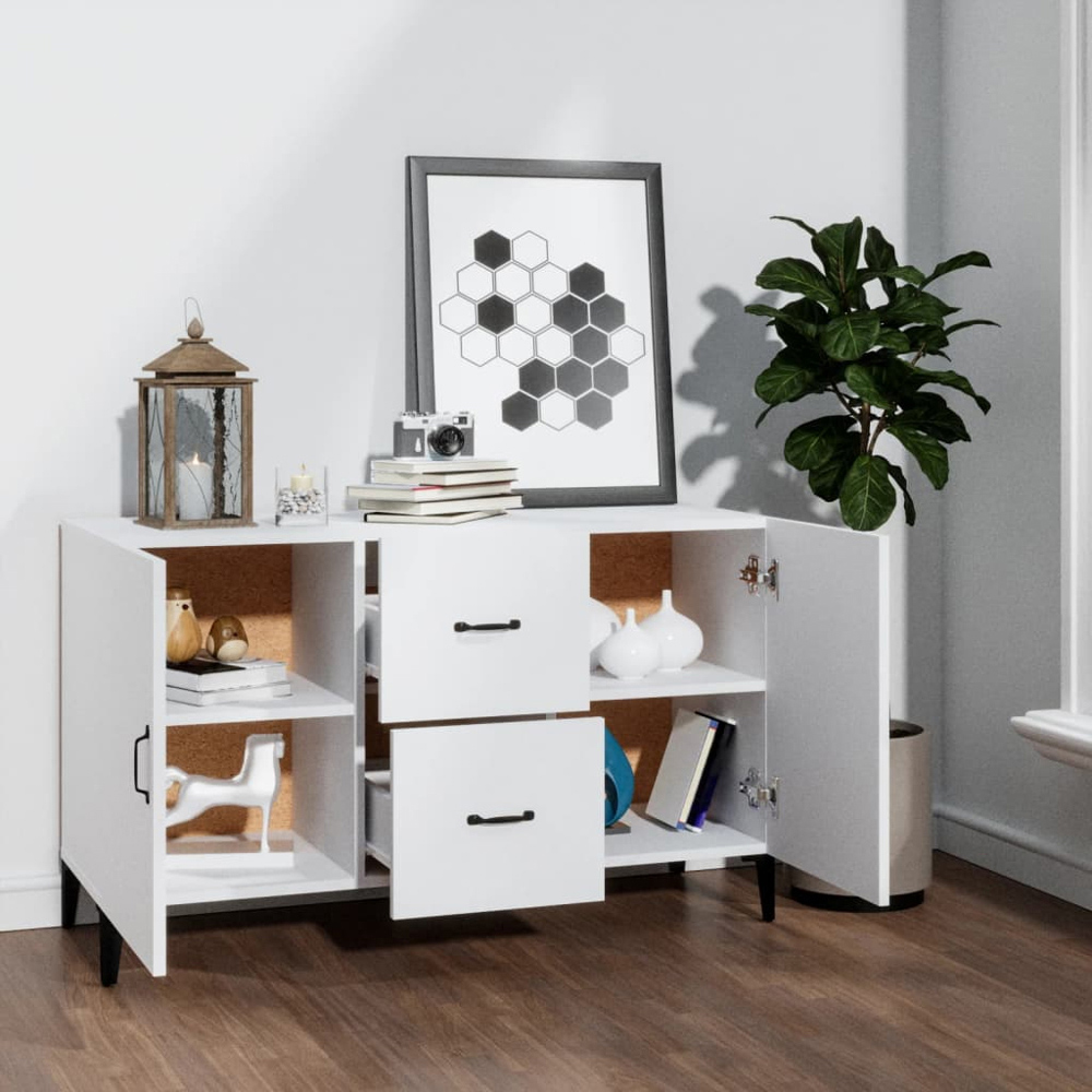 vidaXL 2 Door 2 Drawer White Sideboard Image 7