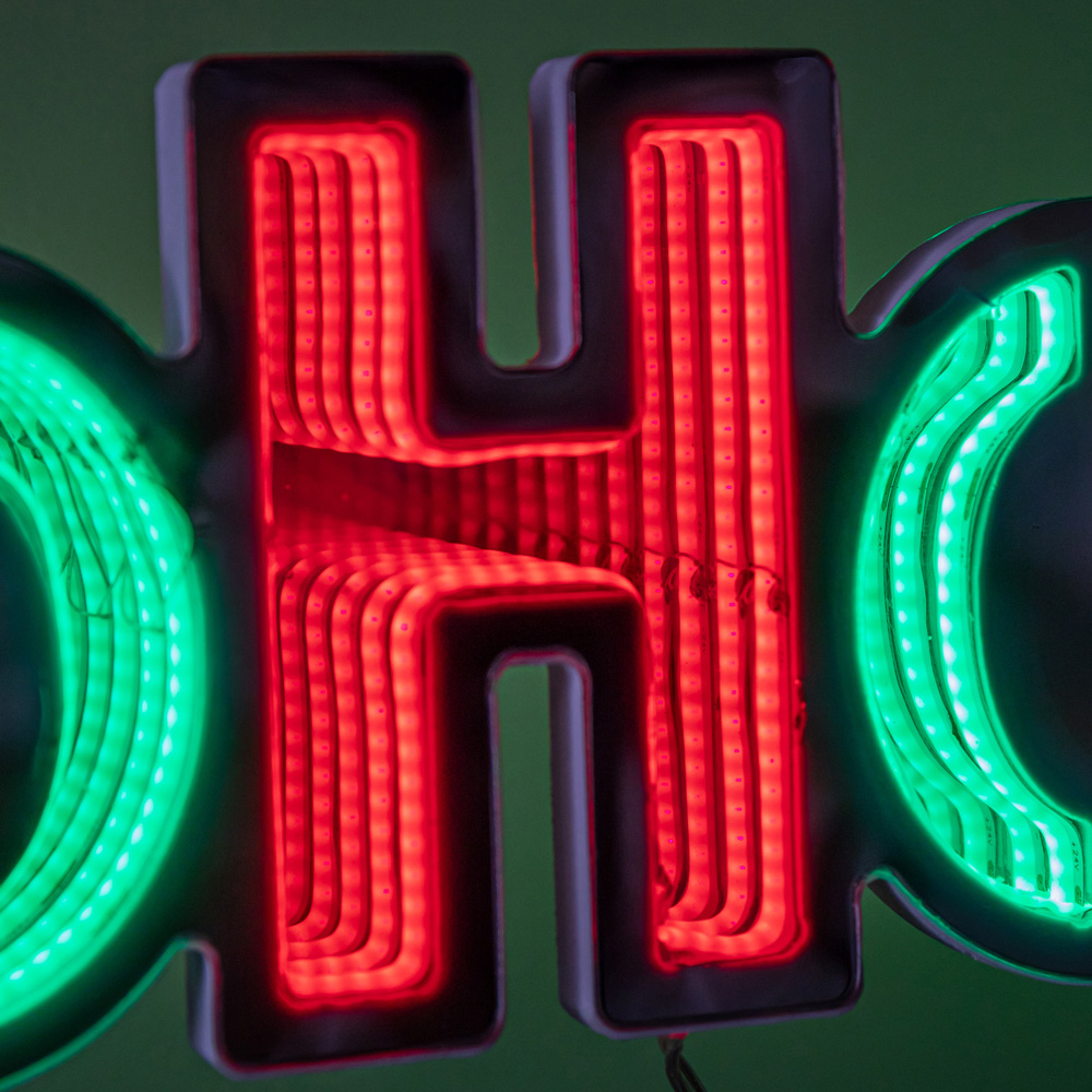 Samuel Alexander Red and Green LED Light Up Hanging Ho Ho Ho Christmas Infinity Mirror Sign 40cm Image 6