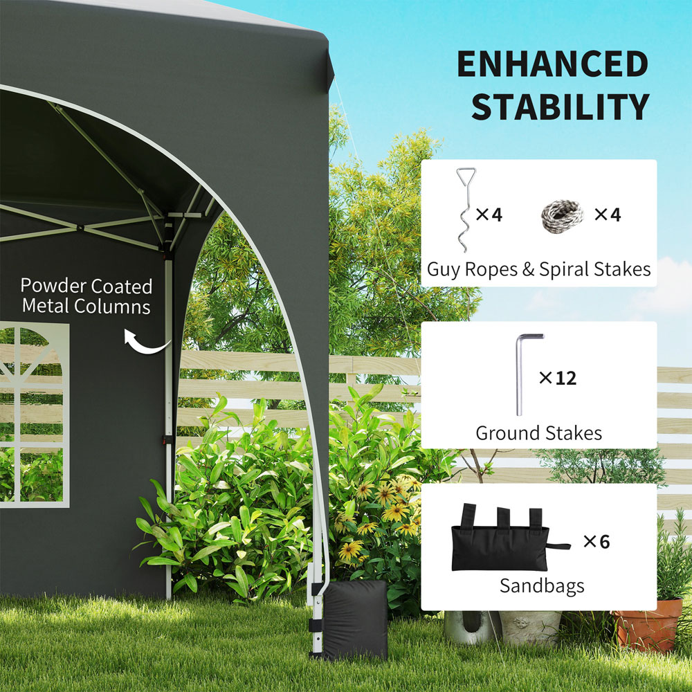 Outsunny 3 x 6m Grey Pop Up Gazebo with Detachable Sidewalls Image 8