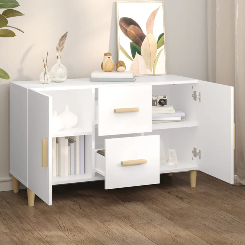 vidaXL 2 Door 2 Drawer White Sideboard Image 1