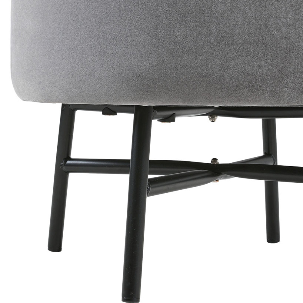 Living and Home Grey Contemporary Velvet Ottoman Image 6