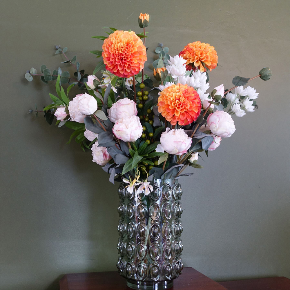 Botanik Green Retro Bubble Glass Vase 30cm Image 2