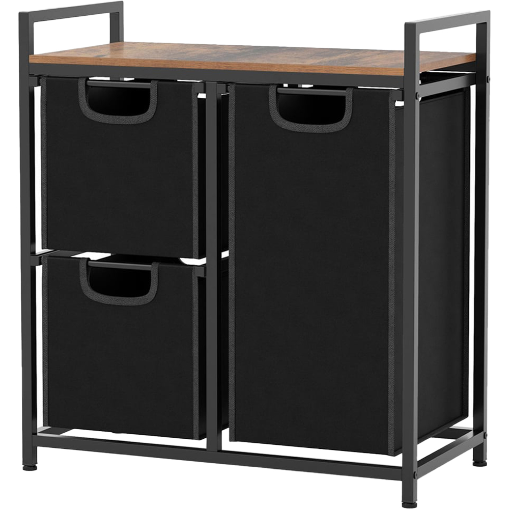 Costway Black and Brown Laundry Hamper with 3 Removable Bags Image 1
