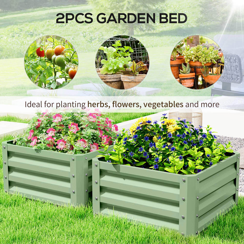 Outsunny Light Green Galvanised Raised Garden Bed 2 Pack 60 x 60cm Image 8