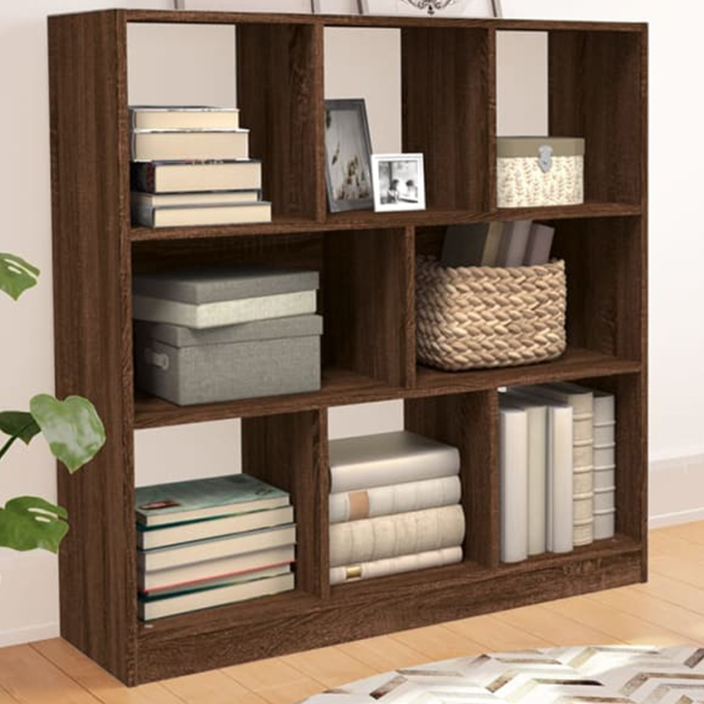 vidaXL 8 Shelf Brown Oak Wooden Bookcase Image 1