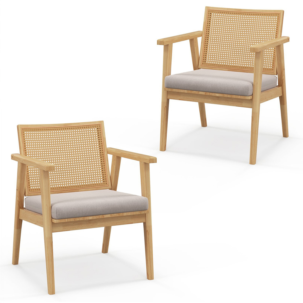 Costway Natural Rattan Modern Accent Chair Image 2