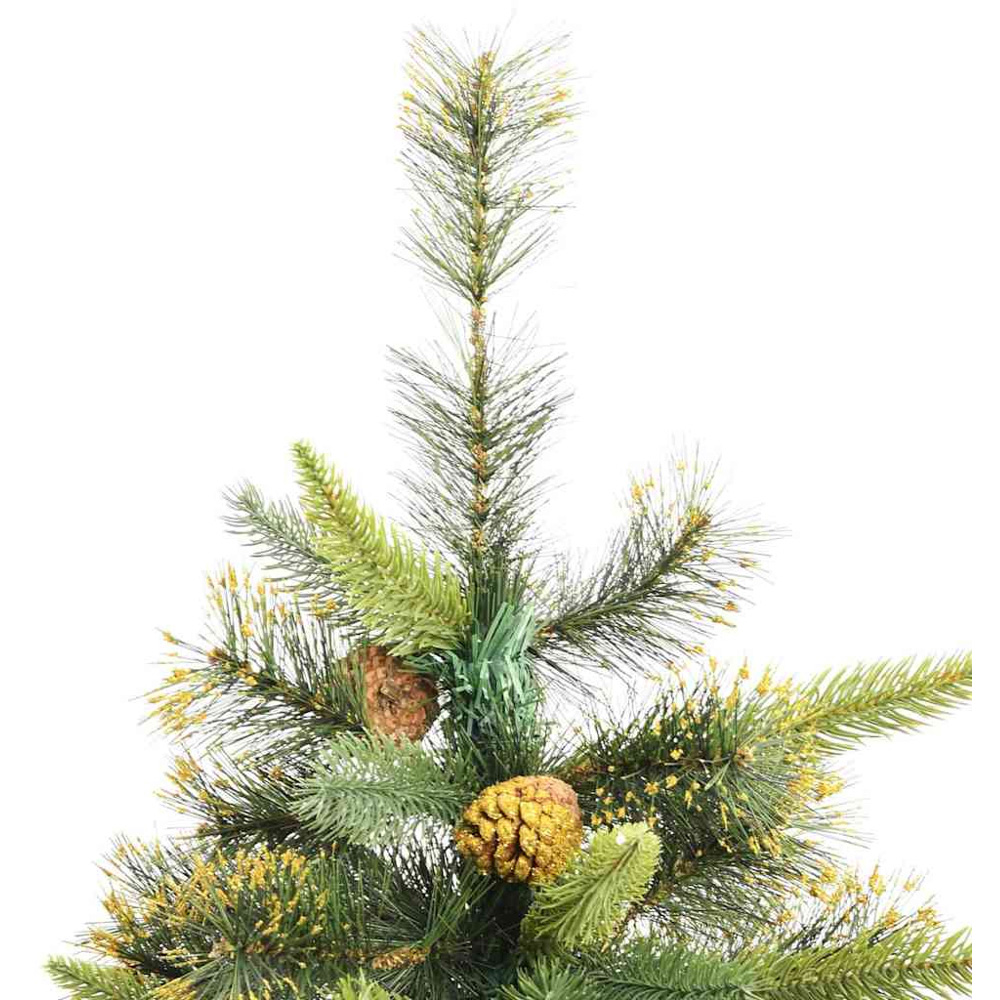 vidaXL Pre-Lit Black Baubles and Pinecones Green Artificial Christmas Tree 6ft Image 7