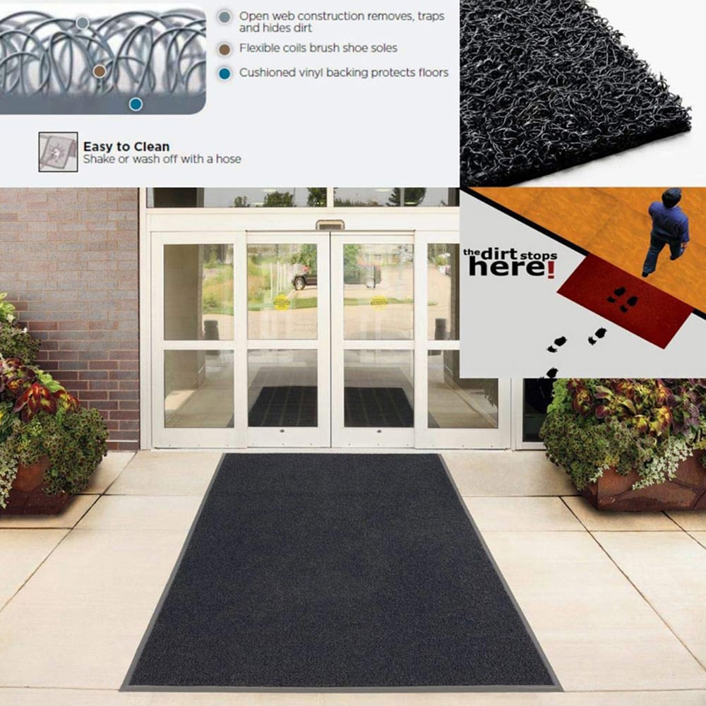 Oseasons Black Heart Embossed Doormat with Open Back 75 x 44cm Image 5