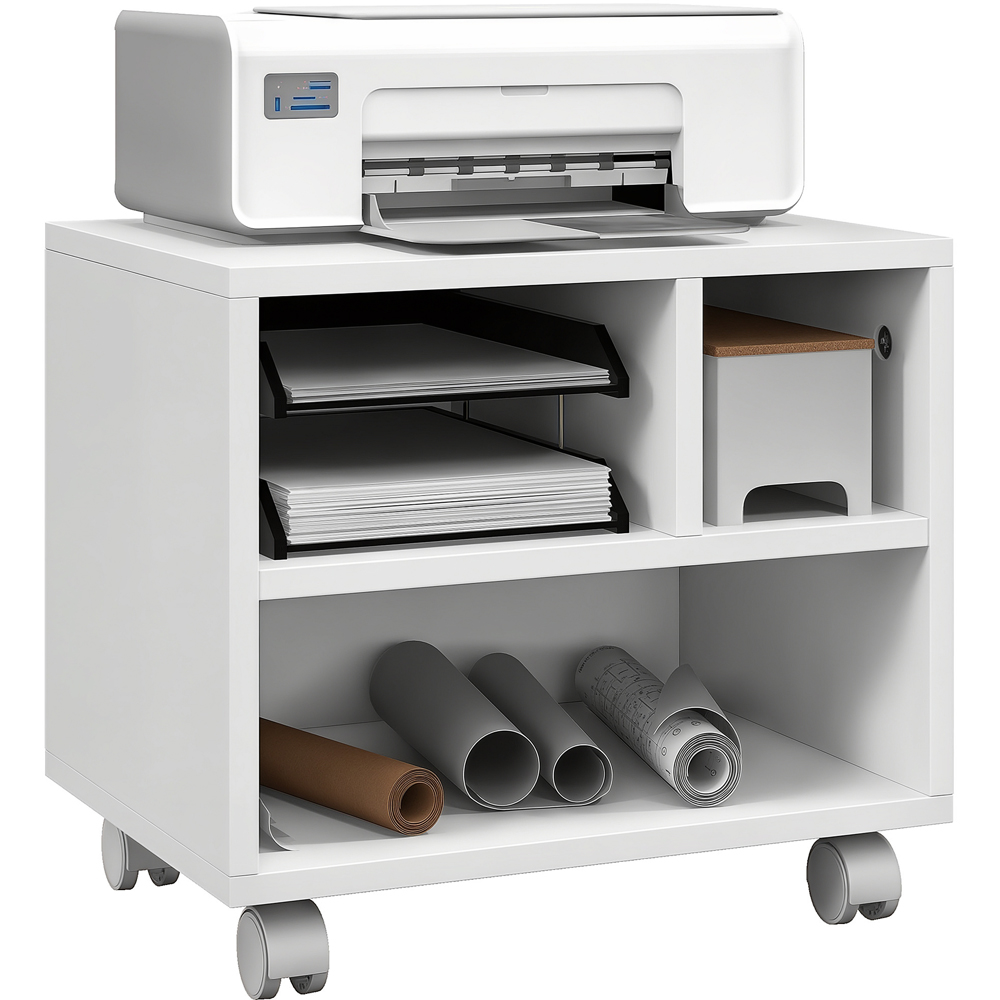 HOMCOM White Storage Printer Cart on Wheels Image 2