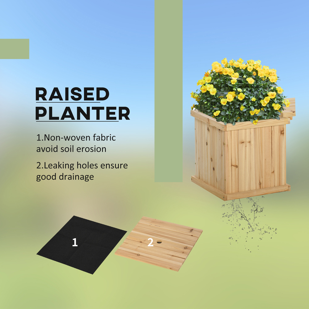 Outsunny Natural Garden Raised Bed Duo Planter Image 5