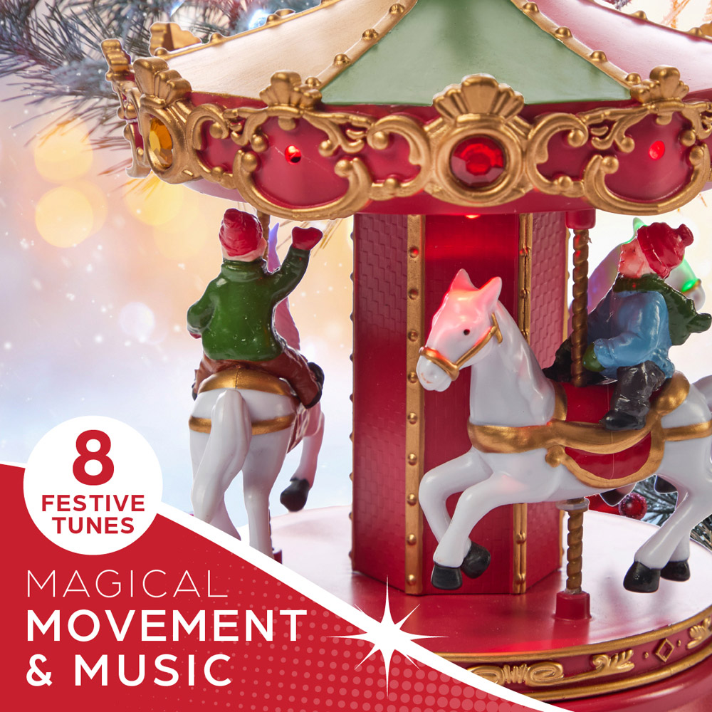 The Christmas Workshop LED Rotating Carousel Decoration Ornament with Classic Carols Image 6