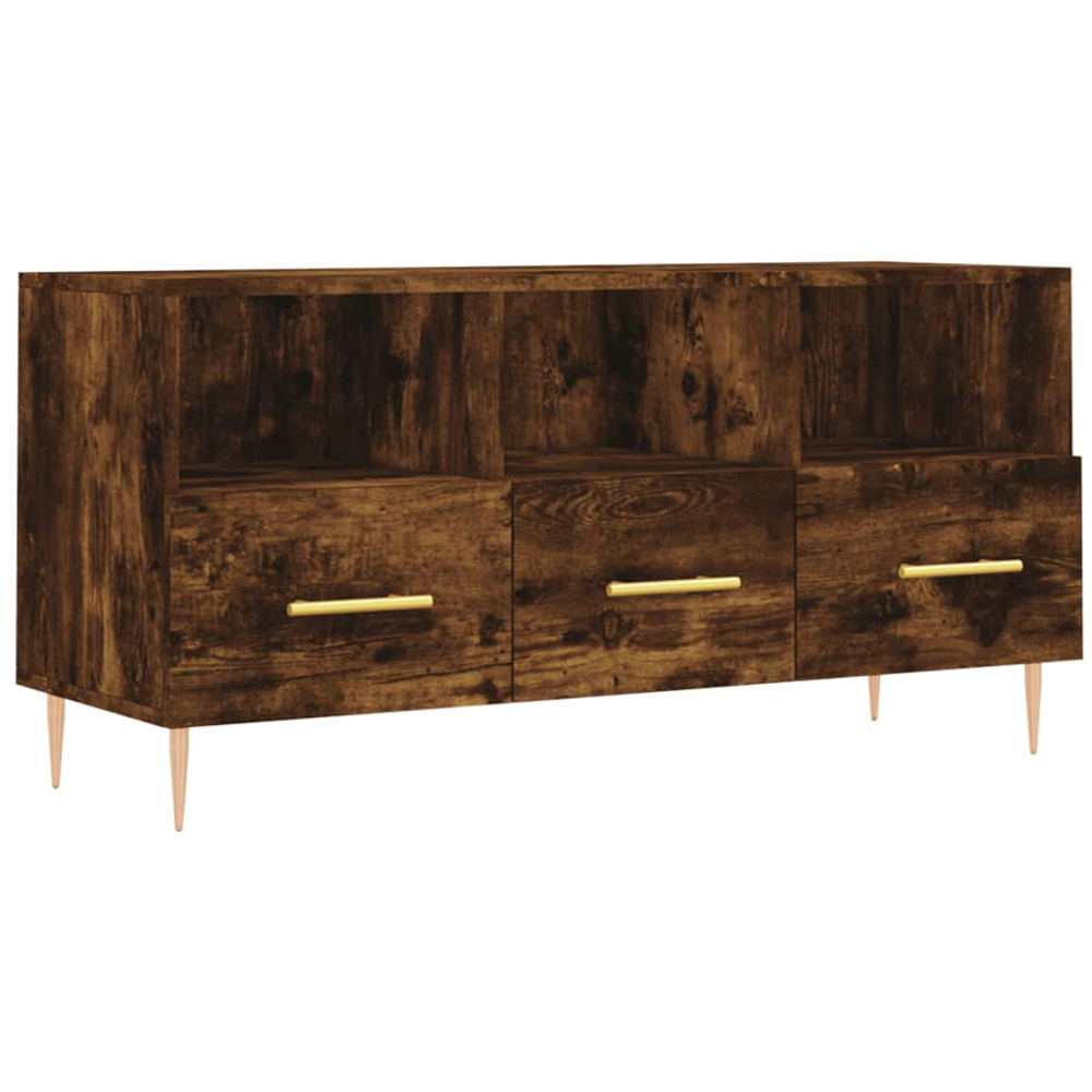 vidaXL 3 Drawer 3 Shelf Smoked Oak TV Cabinet Image 2
