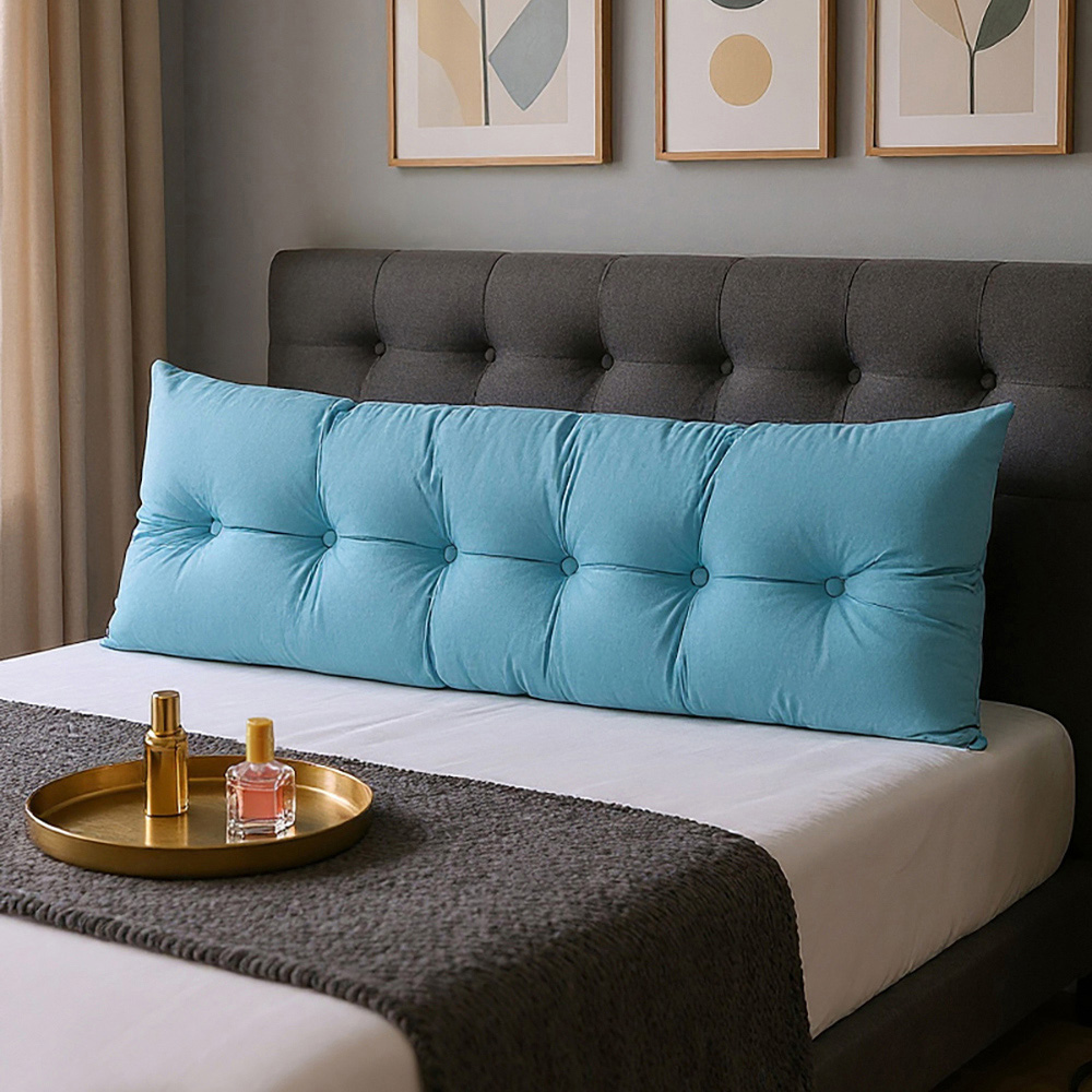 Living and Home Blue Chenille Headboard Pillow 60 x 180cm Image 7