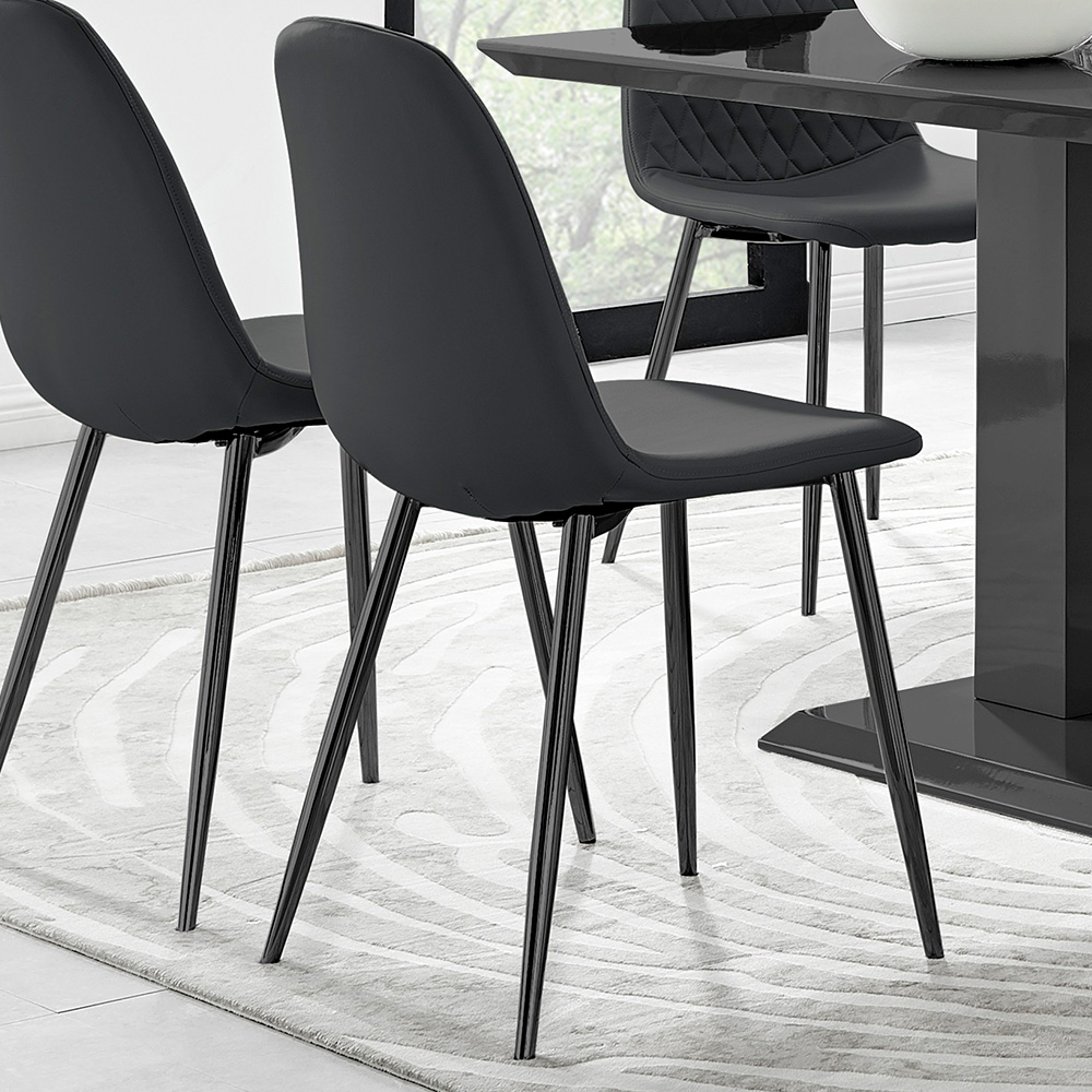 Furniturebox Molini Solara 6 Seater Dining Set Black Gloss Image 4