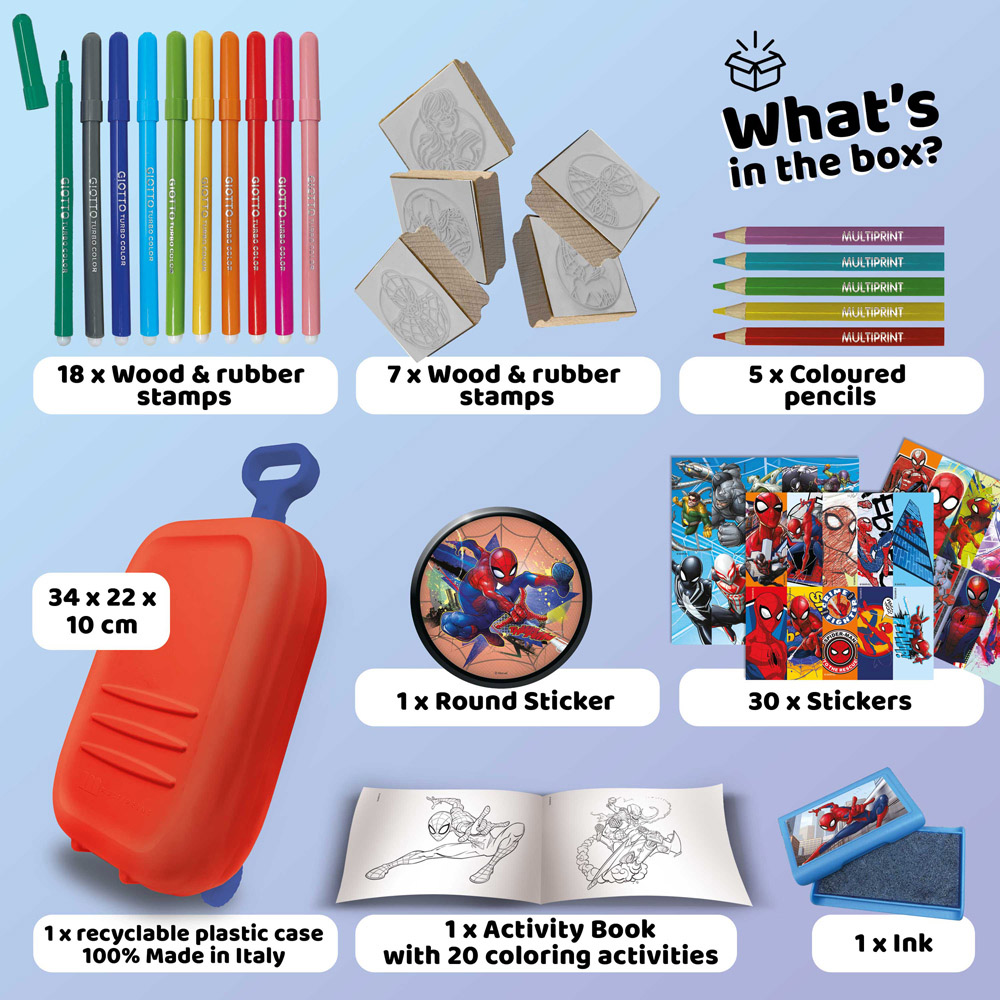 Multiprint Marvel Spider-Man Kids Colouring and Stamp Trolley Set Image 2