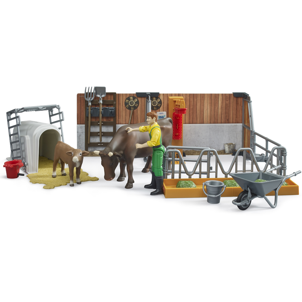 Bruder Bworld Cow and Calf Barn with Farmer Figure and Accessories Image 7