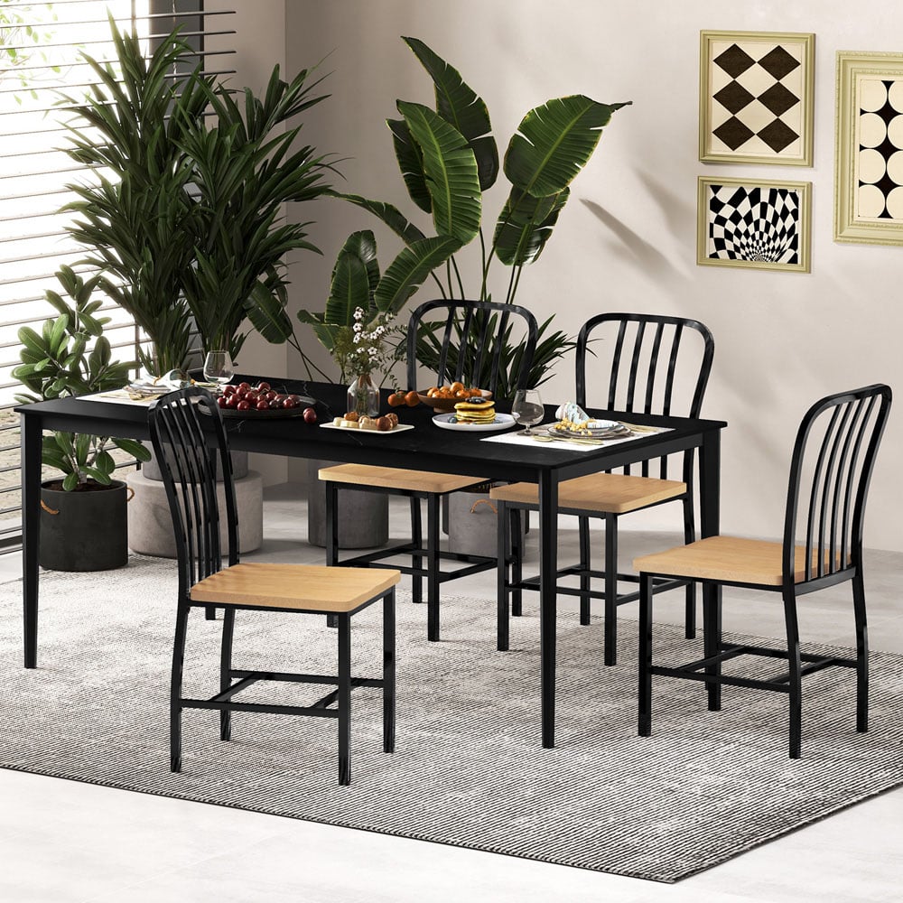 Costway Set of 2 Black Dining Chair with Footrest Image 4