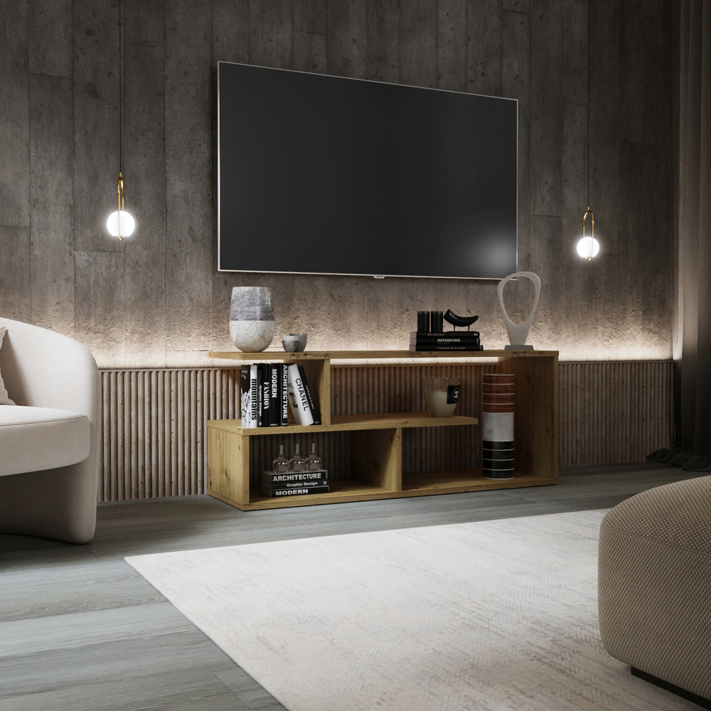 Shefa Eden 4 Shelf Artisan Oak TV Unit Image 4