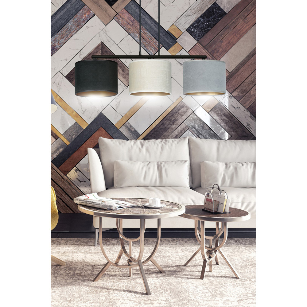 Emibig Hilde 3 Light Black Grey and White Shade Black E27 Ceiling Pendant Light Image 6