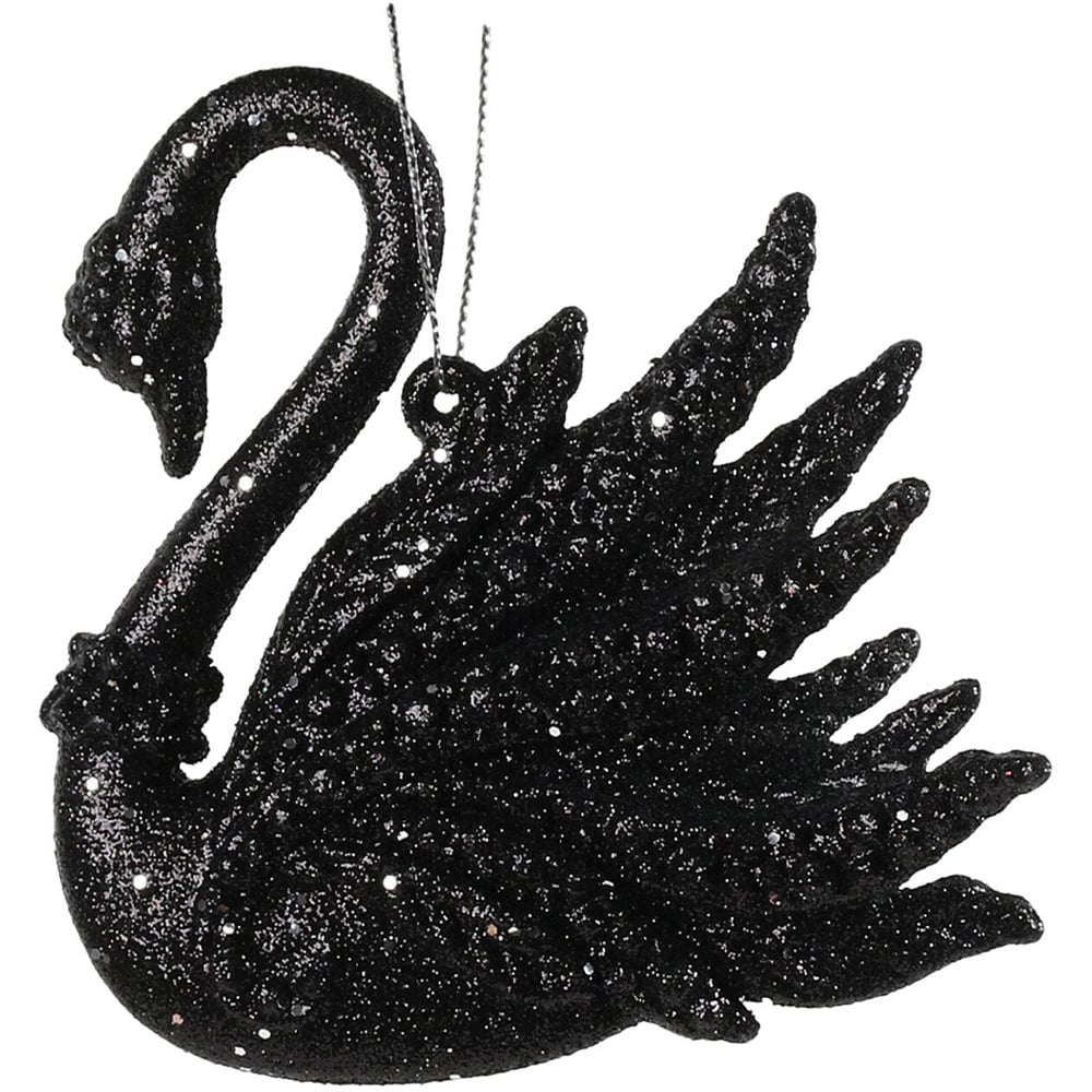 Single Chic Noir Glittered Swan Bauble in Assorted styles Image 3