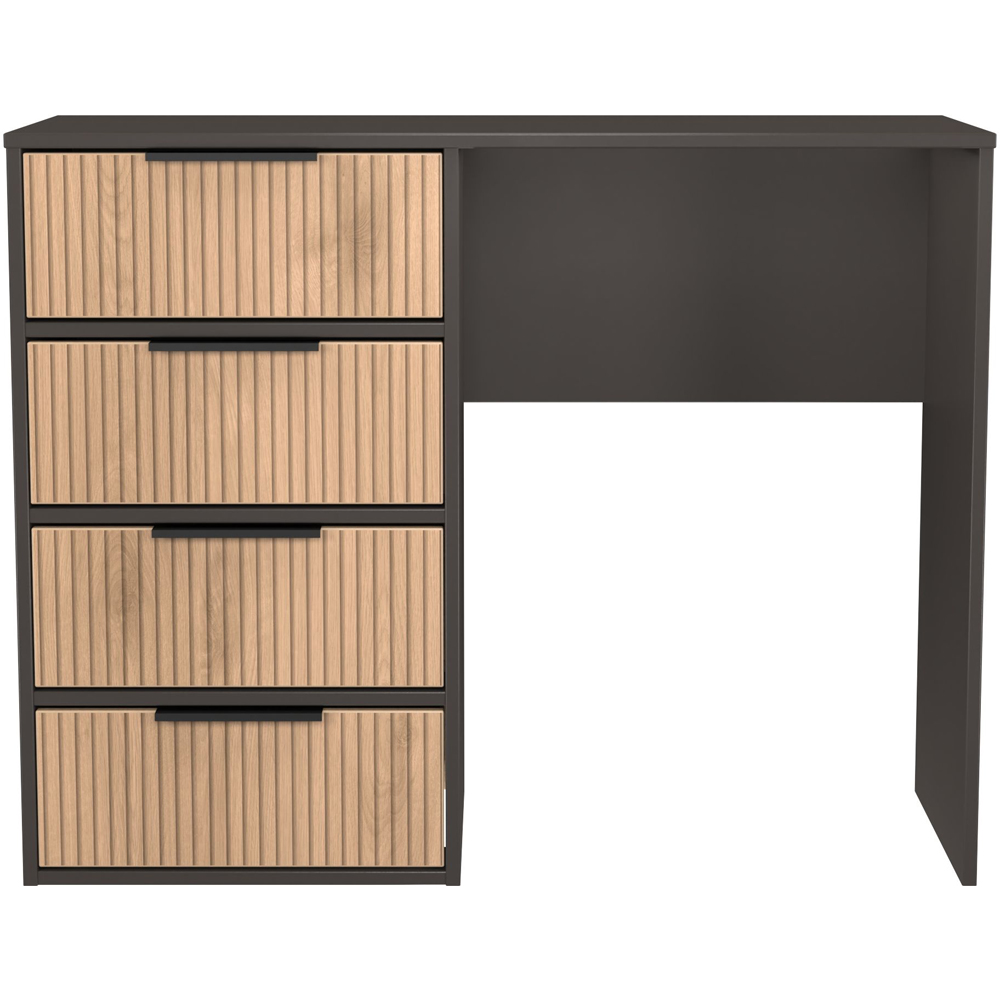 Crowndale Hong Kong 4 Drawer Slatt Effect and Graphite Vanity Dressing Table Ready Assembled Image 2
