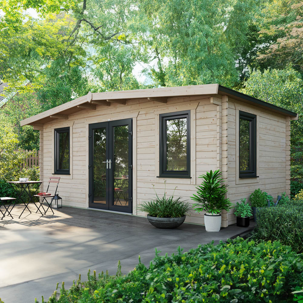 Power Sheds 10 x 18ft Centre Double Door Chalet Log Cabin Image 2