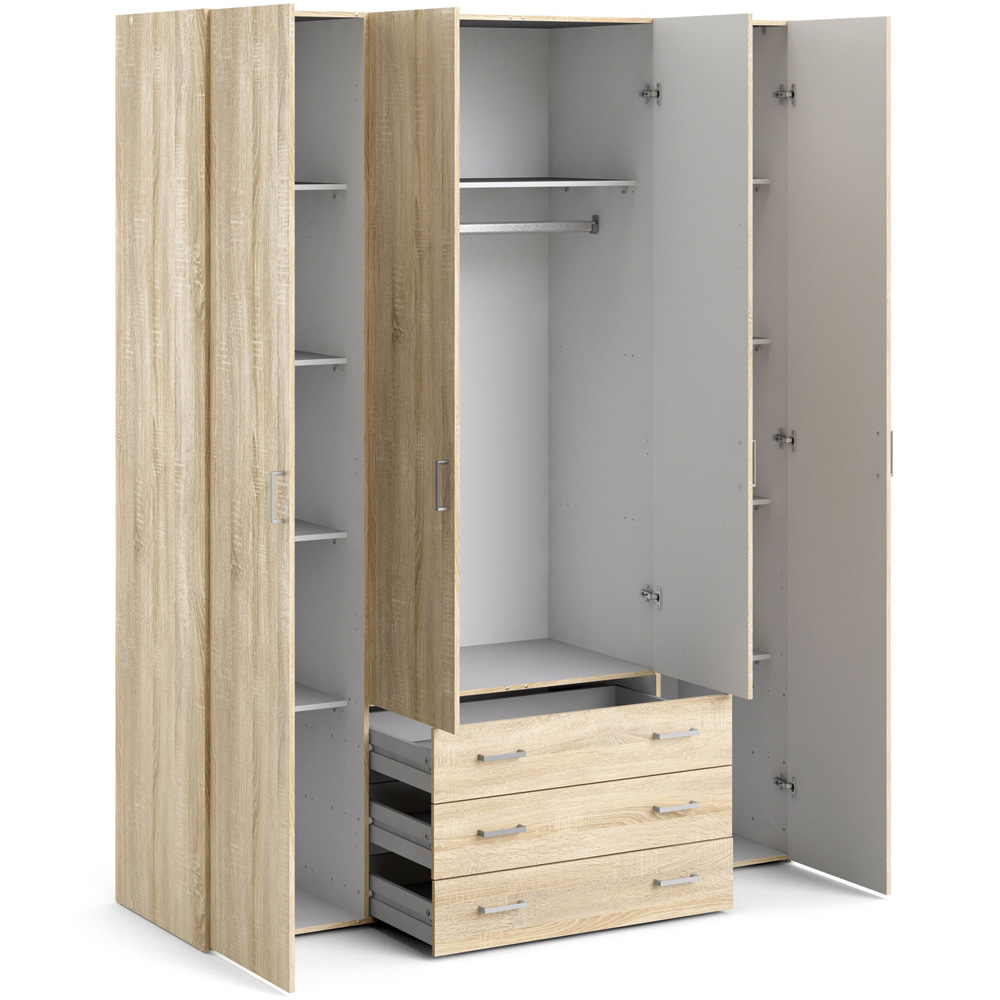 Florence Space 4 Door 3 Drawer Oak Wardrobe Image 4