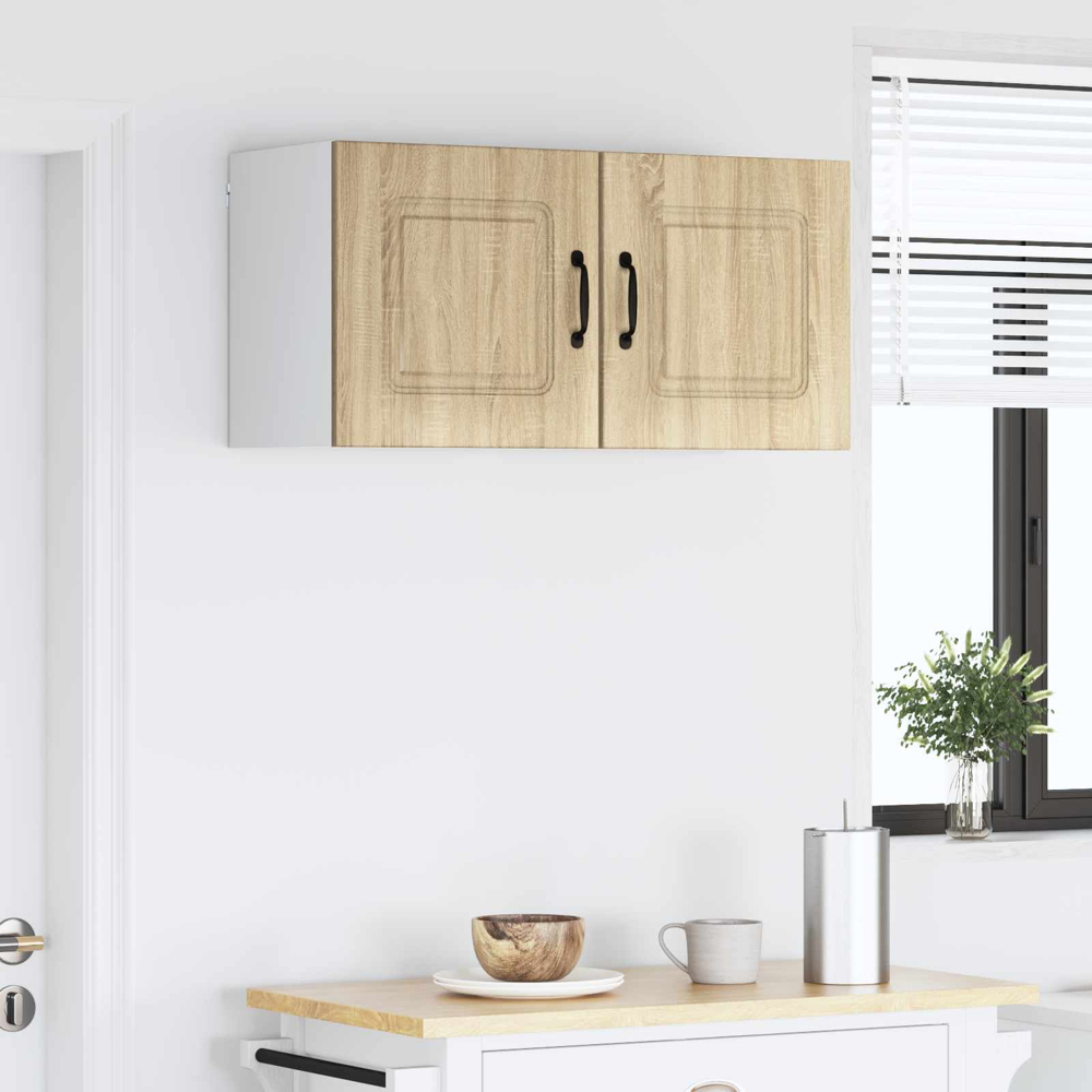vidaXL Kalmar Single Door Sonoma Oak Wall Mounted Square Kitchen Cabinet Set of 2 Image 9