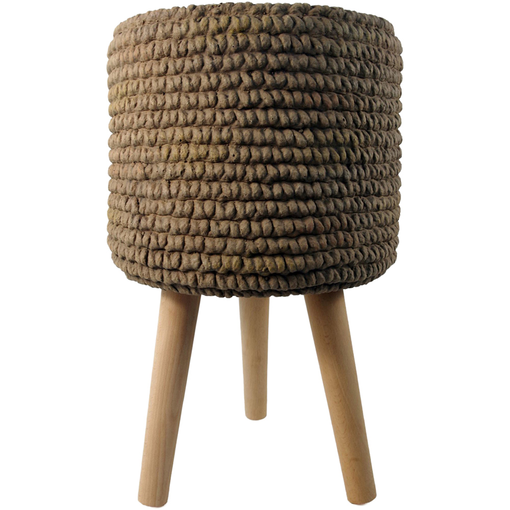 Leaf Seagrass Style Fibreglass Composite Indoor Planter with Legs 53 x 32cm Image 1