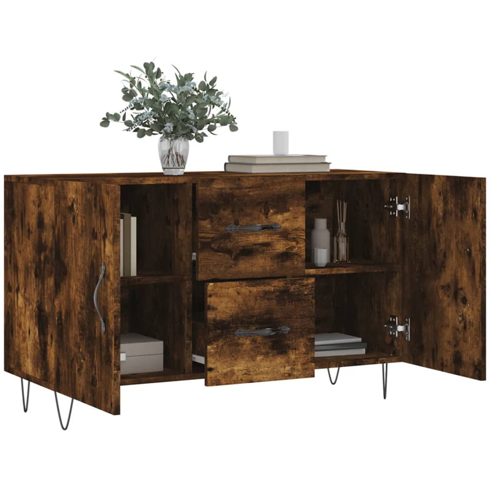 vidaXL 2 Door 2 Drawer Smoked Oak Wide Sideboard Image 4