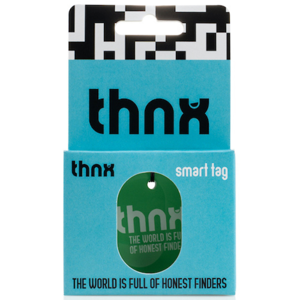 Thnx Green Large Airtag Keychain with QR Code Image 5