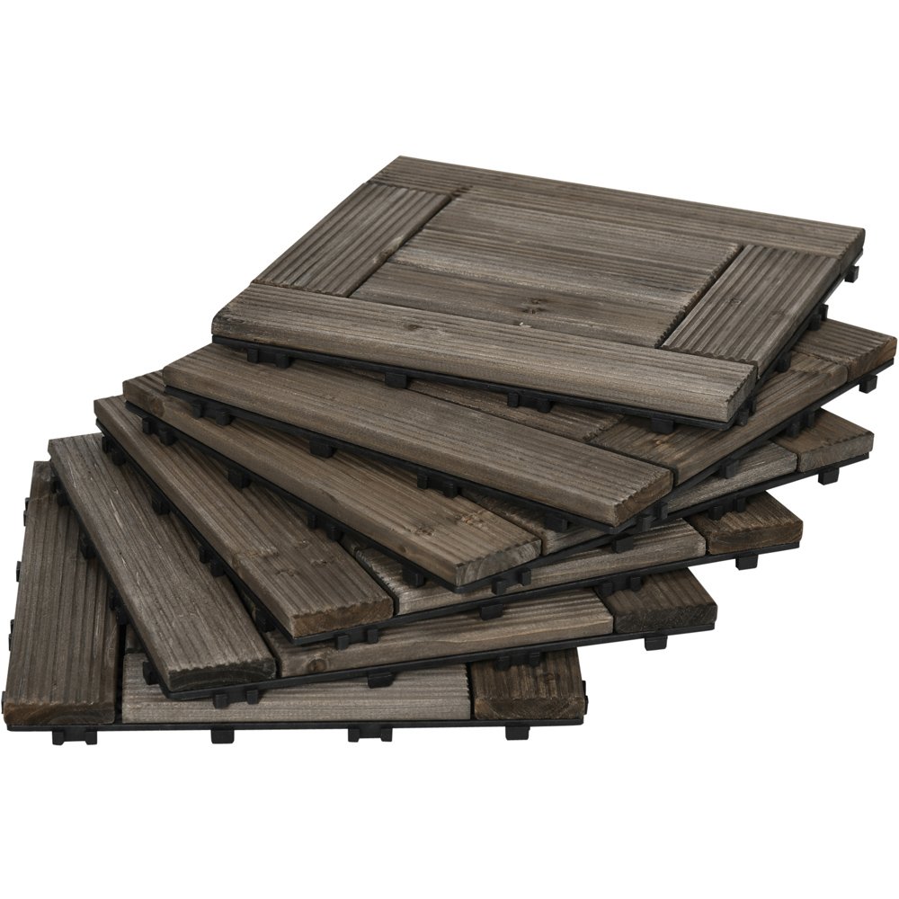 Outsunny Charcoal Grey Wooden Interlocking Deck Tiles 30 x 30cm 27 Pack Image 1