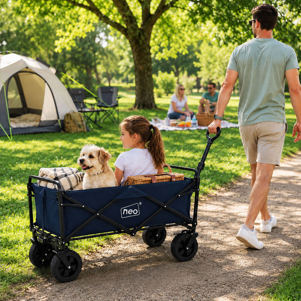 Neo Direct 140L Navy Heavy Duty Folding Garden Trolley Cart Image 2