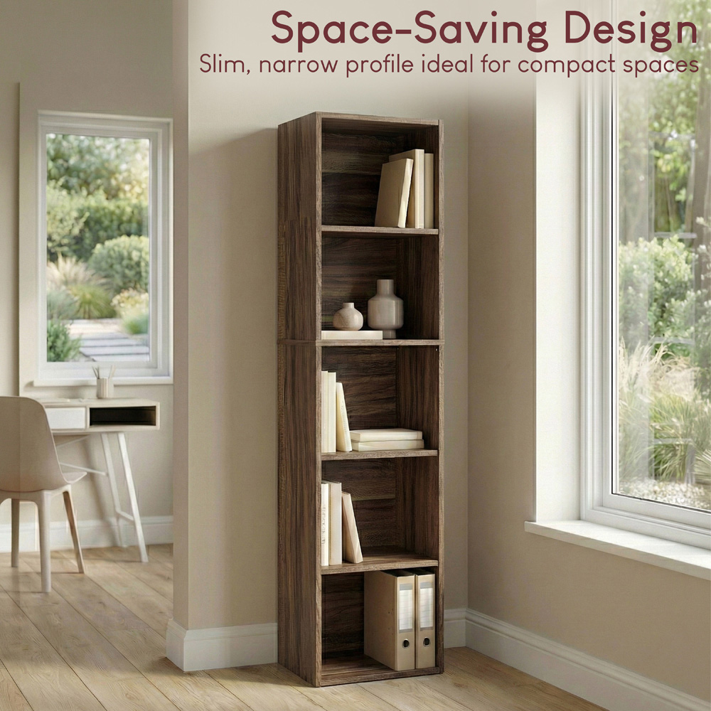 VIDA DESIGNS Oxford 5 Shelf Dark Wood Cube Bookcase Image 5