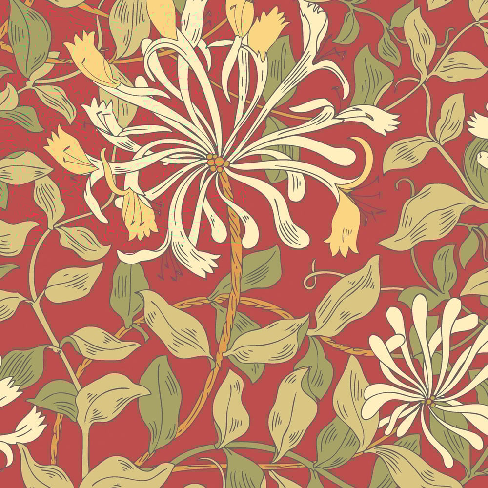 Hoopla Walls Honeysuckle Leaf Trail Terracotta Non Woven Wallpaper Image 1