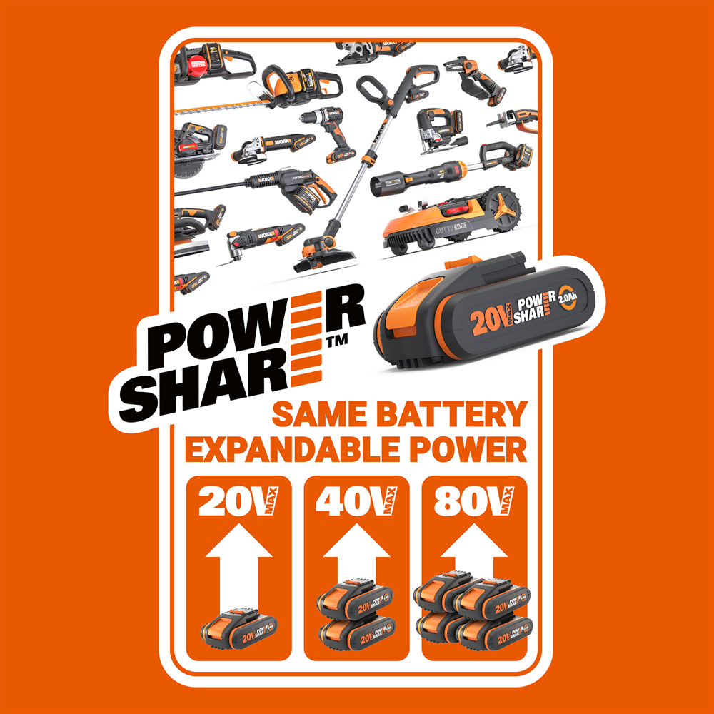 Worx WG252E.9 20V 45cm Cordless Pole Hedge Trimmer Image 5