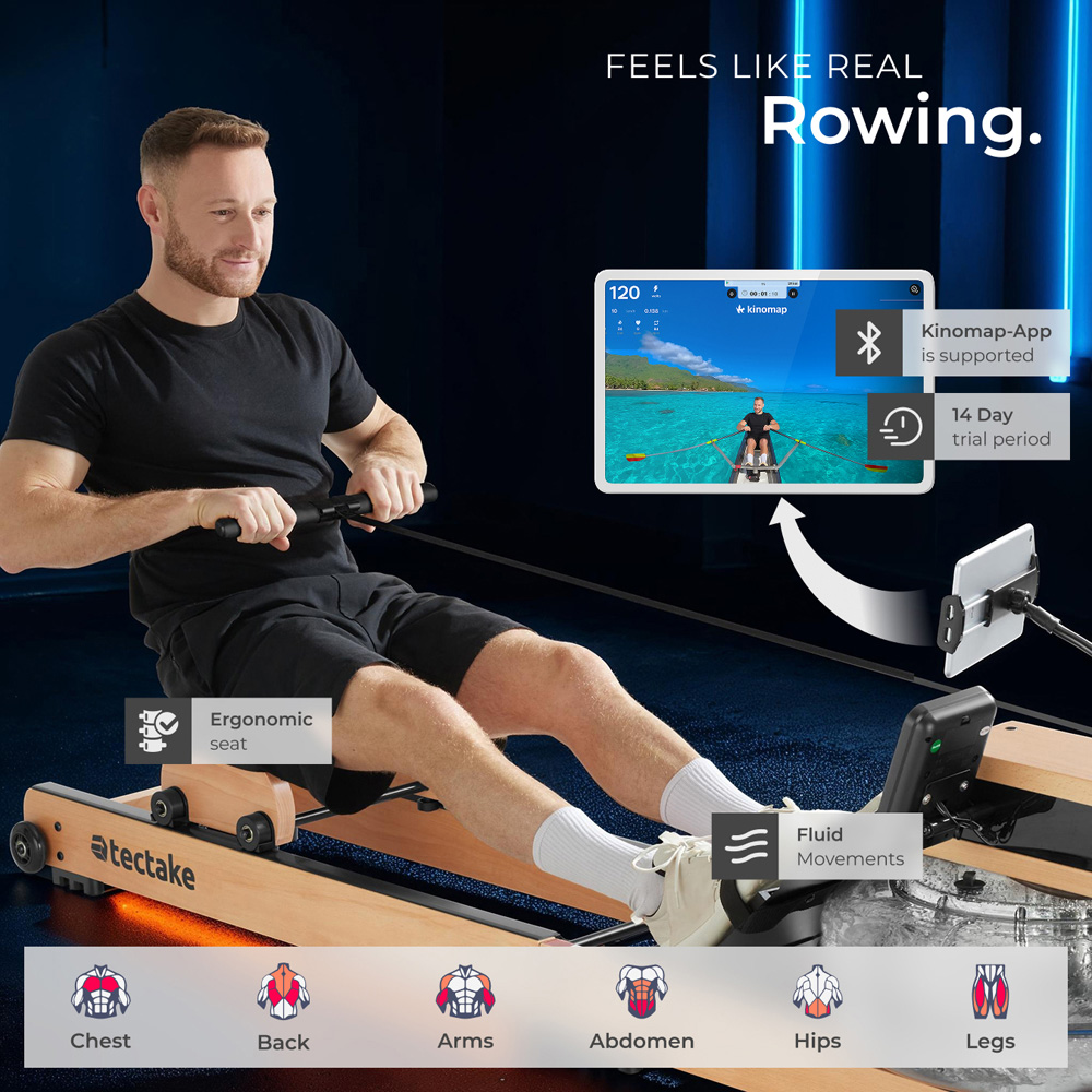 tectake Titan XR2 6 Resistance Level Home Rowing Machine with Training Computer Image 4