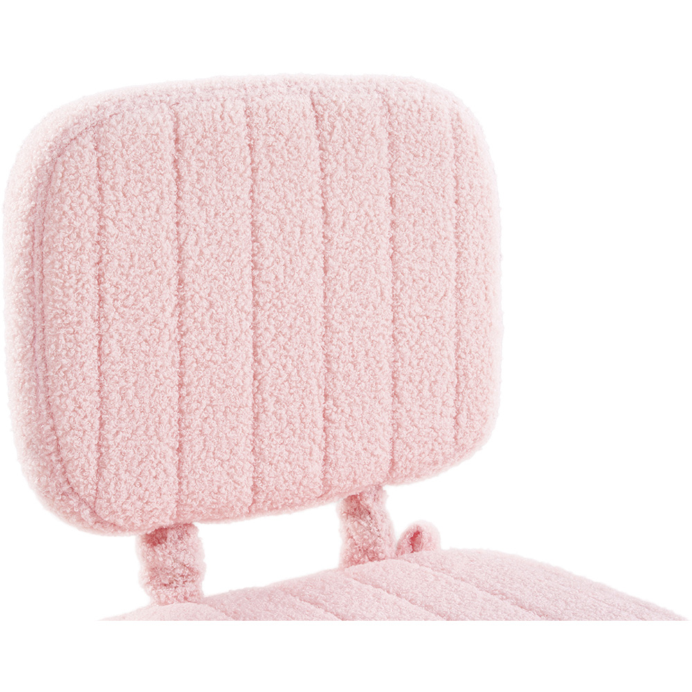 Living and Home Pink Teddy Fleece Foldable Backrest Vanity Chair with Hidden Storage Image 4
