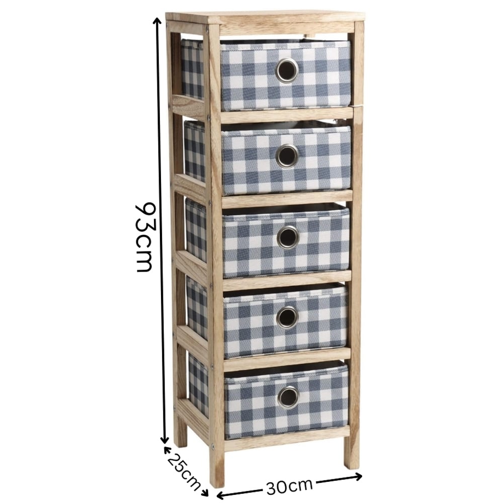 Home Source Weybourne 5 Drawer Fabric Storage Unit Image 7