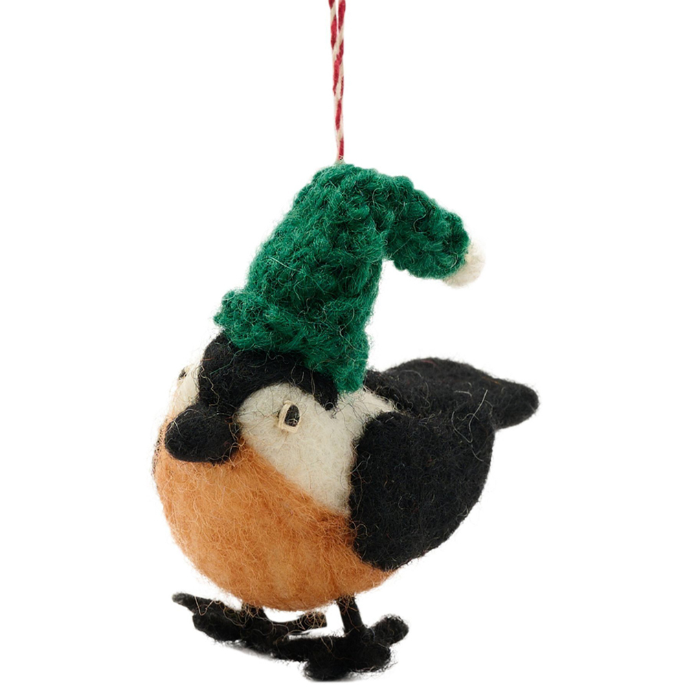 The Seasonal Gift Co. Felt Bird In A Hat Hanging Decoration Image 2