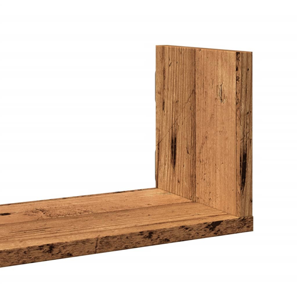 vidaXL 58 x 18 x 18cm Set of 3 Old Wood Wall Shelf Image 6