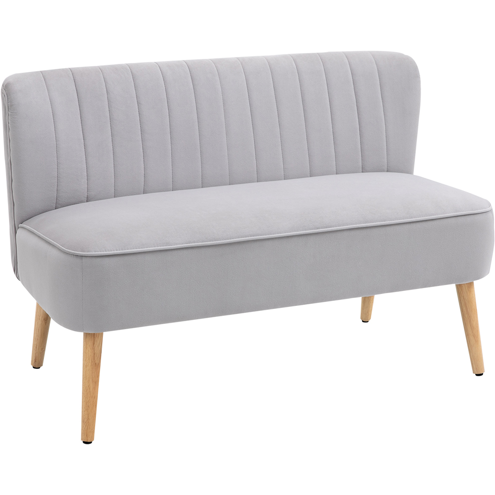 Portland 2 Seater Light Grey Velvet Feel Foam Padded High Back Sofa | Wilko