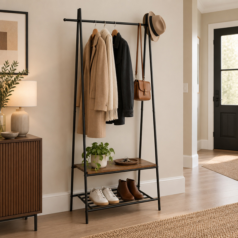 Modcraft 2 Shelf Industrial Coat Rack with Shoe Storage Image 2